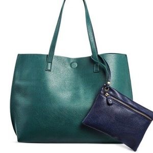 Nautical Stripe Tote Double Sided Green/Navy